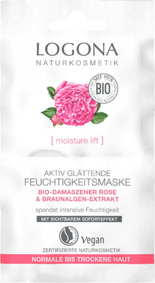 Logona MOISTURE LIFT aktiv glättende Feuchtigkeitsmaske Bio-Damaszener Rose  15 ml - Marien-Apotheke